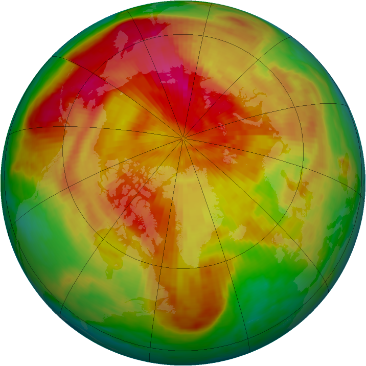 Arctic ozone map for 14 April 1985
